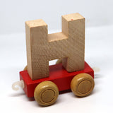 Wooden Name Train Custom for Birthday Nursery Child boy girl name present Letter Pinkberry Kisses H Red