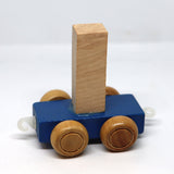 Wooden Name Train Custom for Birthday Nursery Child boy girl name present Letter Pinkberry Kisses I Blue