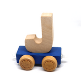 Wooden Name Train Custom for Birthday Nursery Child boy girl name present Letter Pinkberry Kisses J Blue