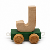 Wooden Name Train Custom for Birthday Nursery Child boy girl name present Letter Pinkberry Kisses J Green