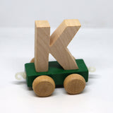 Wooden Name Train Custom for Birthday Nursery Child boy girl name present Letter Pinkberry Kisses K Green