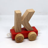 Wooden Name Train Custom for Birthday Nursery Child boy girl name present Letter Pinkberry Kisses K Red