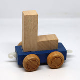 Wooden Name Train Custom for Birthday Nursery Child boy girl name present Letter Pinkberry Kisses L Blue