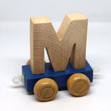 Wooden Name Train Custom for Birthday Nursery Child boy girl name present Letter Pinkberry Kisses M Blue