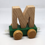 Wooden Name Train Custom for Birthday Nursery Child boy girl name present Letter Pinkberry Kisses M Green