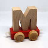 Wooden Name Train Custom for Birthday Nursery Child boy girl name present Letter Pinkberry Kisses M Red