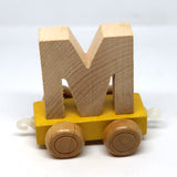 Wooden Name Train Custom for Birthday Nursery Child boy girl name present Letter Pinkberry Kisses M Yellow