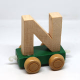 Wooden Name Train Custom for Birthday Nursery Child boy girl name present Letter Pinkberry Kisses N Green