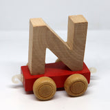 Wooden Name Train Custom for Birthday Nursery Child boy girl name present Letter Pinkberry Kisses N Red