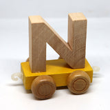 Wooden Name Train Custom for Birthday Nursery Child boy girl name present Letter Pinkberry Kisses N Yellow