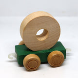 Wooden Name Train Custom for Birthday Nursery Child boy girl name present Letter Pinkberry Kisses O Green