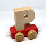 Wooden Name Train Custom for Birthday Nursery Child boy girl name present Letter Pinkberry Kisses P Red