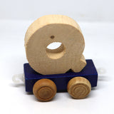 Wooden Name Train Custom for Birthday Nursery Child boy girl name present Letter Pinkberry Kisses Q Blue