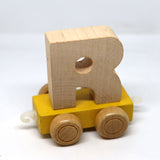 Wooden Name Train Custom for Birthday Nursery Child boy girl name present Letter Pinkberry Kisses R Yellow