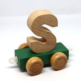 Wooden Name Train Custom for Birthday Nursery Child boy girl name present Letter Pinkberry Kisses S Green