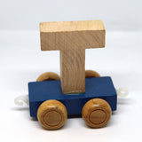 Wooden Name Train Custom for Birthday Nursery Child boy girl name present Letter Pinkberry Kisses T Blue