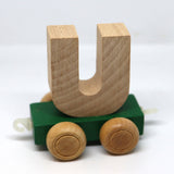 Wooden Name Train Custom for Birthday Nursery Child boy girl name present Letter Pinkberry Kisses U Green