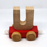 Wooden Name Train Custom for Birthday Nursery Child boy girl name present Letter Pinkberry Kisses U Red