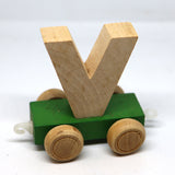 Wooden Name Train Custom for Birthday Nursery Child boy girl name present Letter Pinkberry Kisses V Green