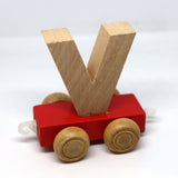Wooden Name Train Custom for Birthday Nursery Child boy girl name present Letter Pinkberry Kisses V Red