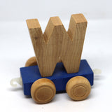Wooden Name Train Custom for Birthday Nursery Child boy girl name present Letter Pinkberry Kisses W Blue