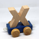 Wooden Name Train Custom for Birthday Nursery Child boy girl name present Letter Pinkberry Kisses X Blue