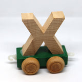 Wooden Name Train Custom for Birthday Nursery Child boy girl name present Letter Pinkberry Kisses X Green