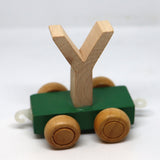 Wooden Name Train Custom for Birthday Nursery Child boy girl name present Letter Pinkberry Kisses Y Green