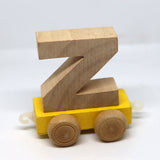 Wooden Name Train Custom for Birthday Nursery Child boy girl name present Letter Pinkberry Kisses Z Yellow