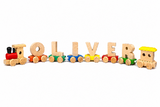 Wooden Name Train Custom for Birthday Nursery Child boy girl name present Letter Pinkberry Kisses