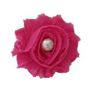 Hot Pink Shabby chiffon flower -  Pinkberry Kisses
