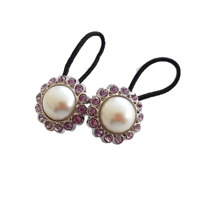 Pigtail Hairband Toggles - Natural Pearl and Light Purple (pair)