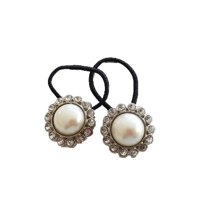 Pigtail Hairband Toggles - Natural Pearl Silver (pair)