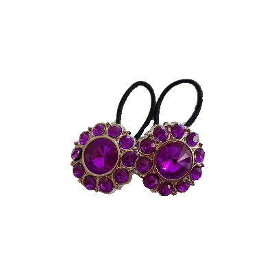 Pigtail Hairband Toggles - Purple and Silver Daisy (pair)
