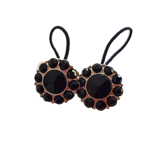 Pigtail Hairband Toggles - Black Daisy (pair)