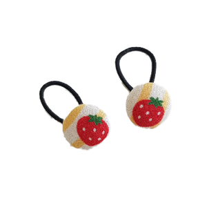 Pigtail Hairband Toggles - Strawberry Striped (pair)