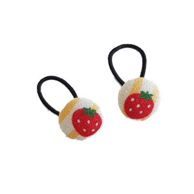 Pigtail Hairband Toggles - Strawberry Striped (pair)
