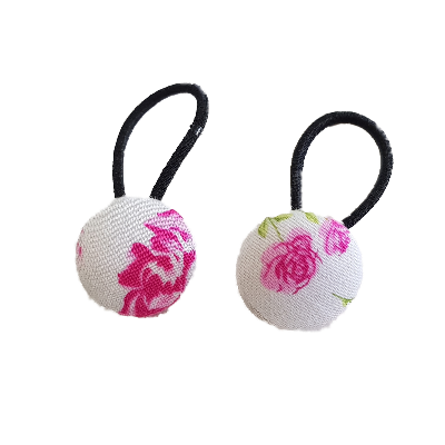 Pigtail Hairband Toggles - Pink Floral (pair)