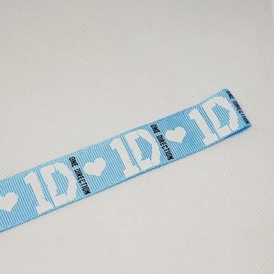 22mm (7/8) One Direction 1D Blue Printed Grosgrain Ribbon by the meter