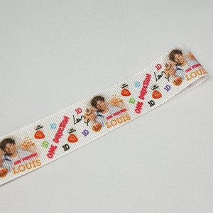 22mm (7/8) One Direction 1D Louis Printed Grosgrain Ribbon by the meter