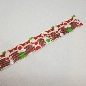22mm (7/8) Christmas Gingerbread Man and Candy Canes Printed Grosgrain Ribbon by the meter