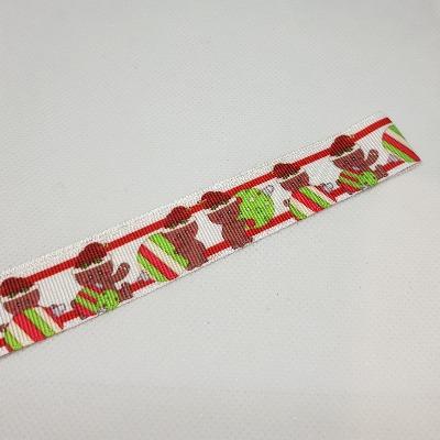 22mm (7/8) Christmas Gingerbread Man and Christmas Tree Balls Printed Grosgrain Ribbon by the meter Pinkberry Kisses