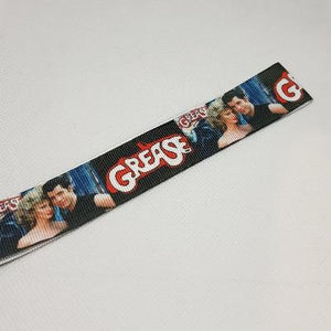 22mm (7/8) Grease Printed Grosgrain Ribbon by the meter Pinkberry Kisses