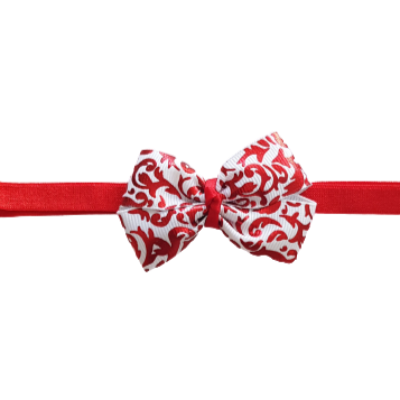 Baby and Toddler Soft Headband - Christmas Red Shiny Holly Bow Hair Accessories Pinkberry Kisses