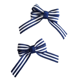 Baby and Toddler non slip hair clips - navy and white stripes 