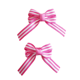 Baby and Toddler non slip hair clips - hot pink and white stripes Pair