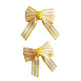 Baby and Toddler non slip hair clips - yellow and white stripes