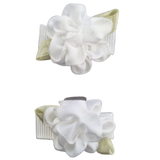 Baby and Toddler non slip hair clips - white cabbage rose Baby Hair Accessories - Pinkberry Kisses