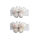 Baby and Toddler non slip hair clips - White Butterfly Pair of Hair Clips Hair Accessories Pinkberry Kisses