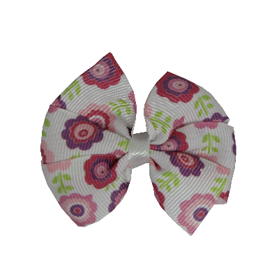 Bella Hair Bow - Pink and Purple Floral Hair accessories for girls Hair accessories for baby toddler Non Slip Hair Clip - Pinkberry Kisses